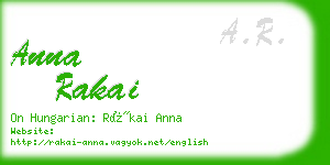 anna rakai business card